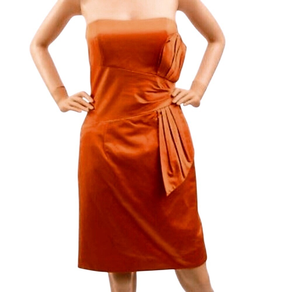Max & Cleo Cocktail Semi Formal Dress Size 4 Fall Orange Hoco Wedding Guest